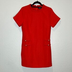 Fate Red Orange Wool Blend Short Sleeve Dress size Small